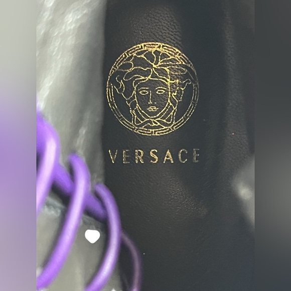 VERSACE Platform Open toe Black suede leather Ankle boots 38 - $1020 US - Picture 5 of 16